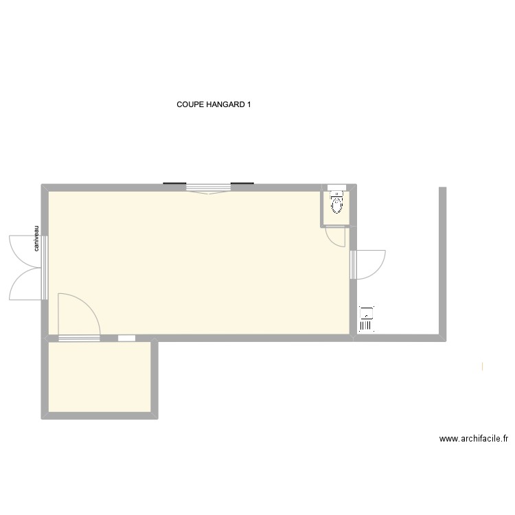  HANGARD 14 nue standard. Plan de 3 pièces et 49 m2