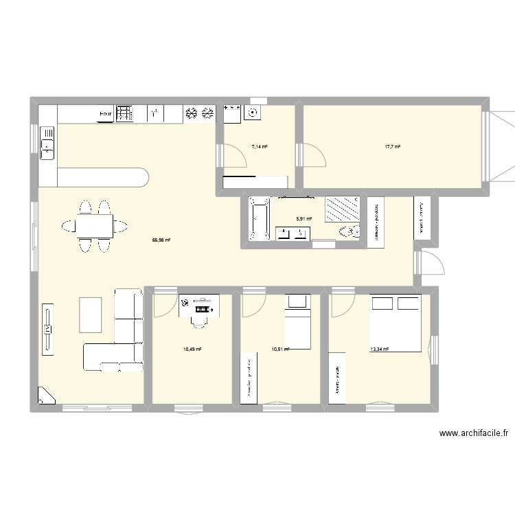 test 1. Plan de 7 pièces et 132 m2