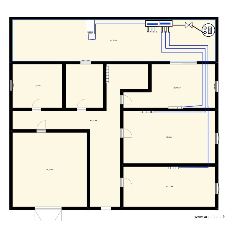 maison. Plan de 7 pièces et 287 m2