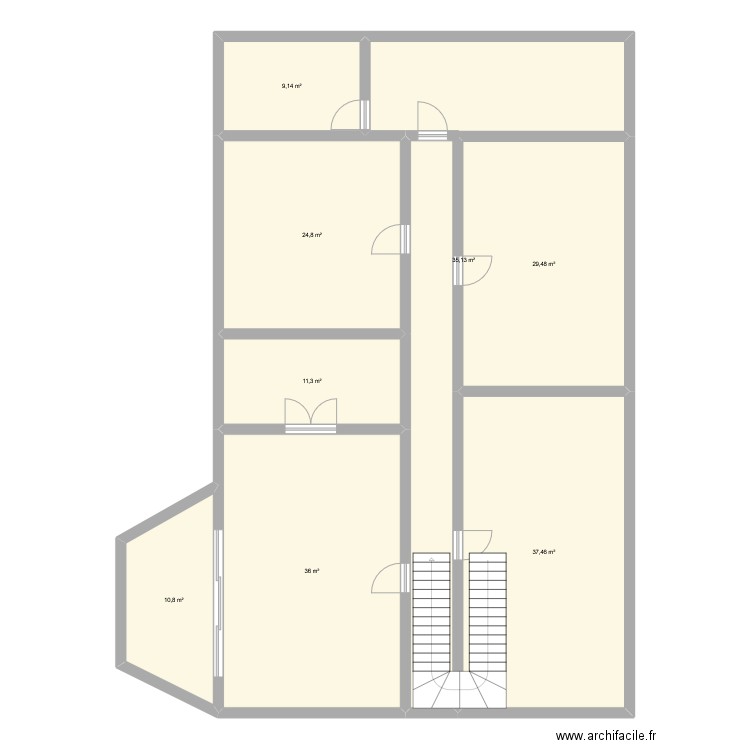 1er Barbizon. Plan de 8 pièces et 194 m2