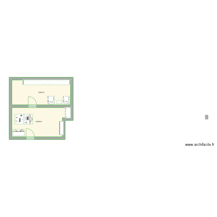 plan bureau centrale incendie. Plan de 2 pièces et 28 m2