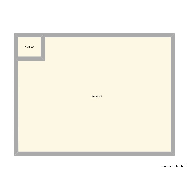 Alexis ris orangis. Plan de 2 pièces et 69 m2