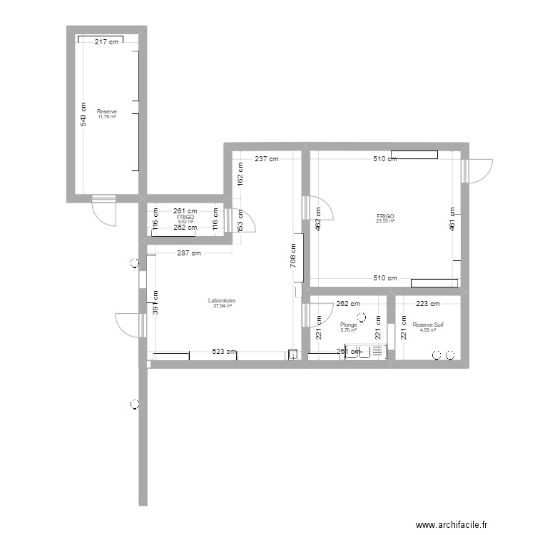 labo carrefour. Plan de 6 pièces et 77 m2