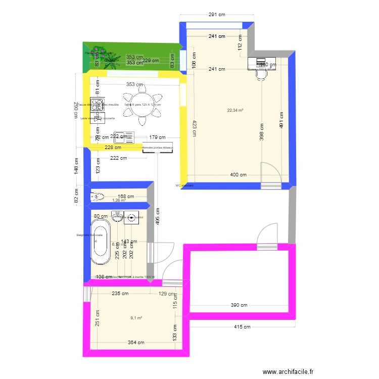 appart viaud. Plan de 5 pièces et 42 m2