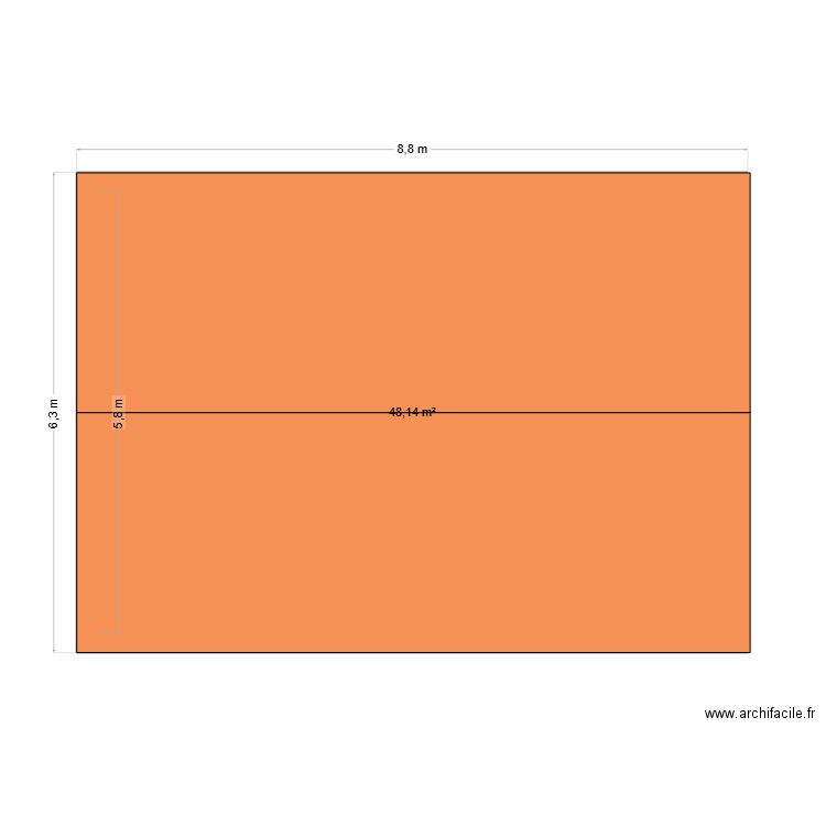 ASC. Plan de 1 pièce et 48 m2