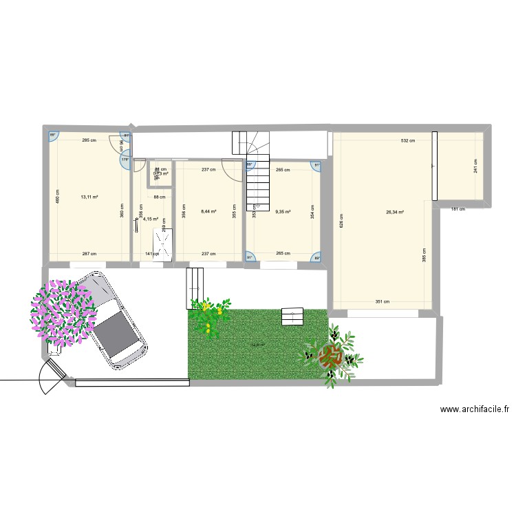 TASARI. Plan de 6 pièces et 62 m2