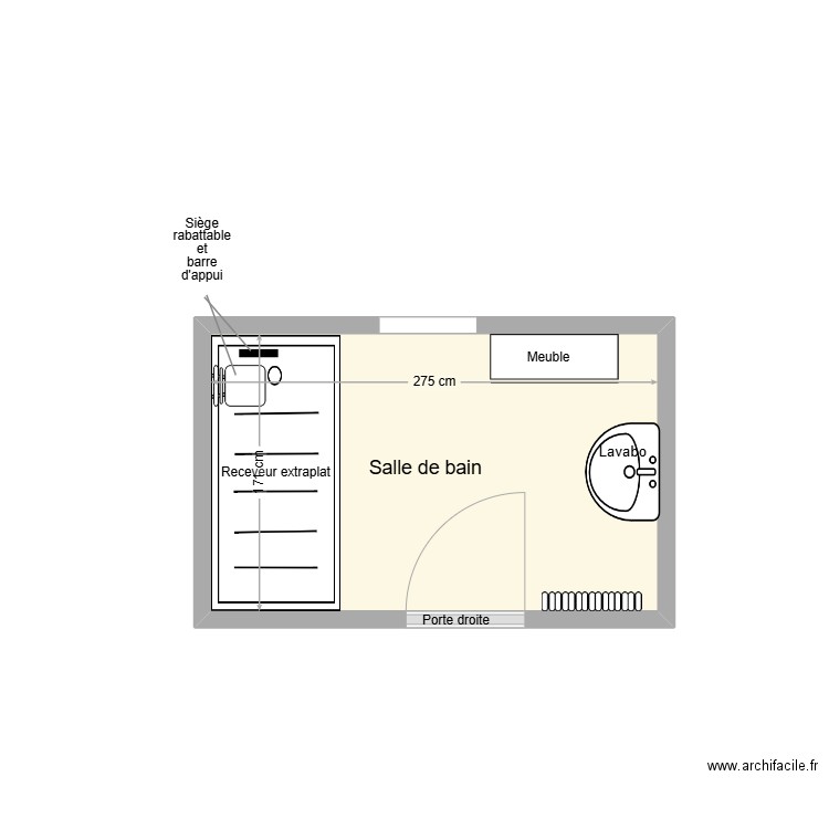 FONT SDB Adaptation 1. Plan de 1 pièce et 5 m2