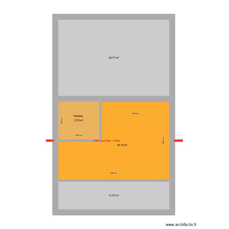 Victor Gilsoul Rez+3. Plan de 3 pièces et 74 m2