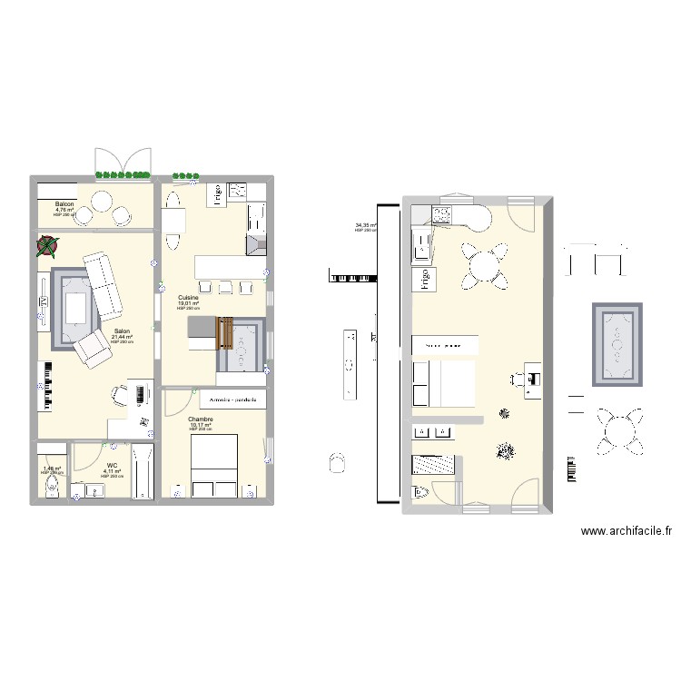 STUDIO JOHAN V2. Plan de 7 pièces et 95 m2