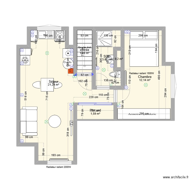 Carpiquet - 13 Route de Bayeux - Etage ELEC. Plan de 6 pièces et 41 m2