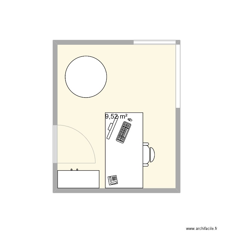 bureau ramon V1. Plan de 1 pièce et 10 m2