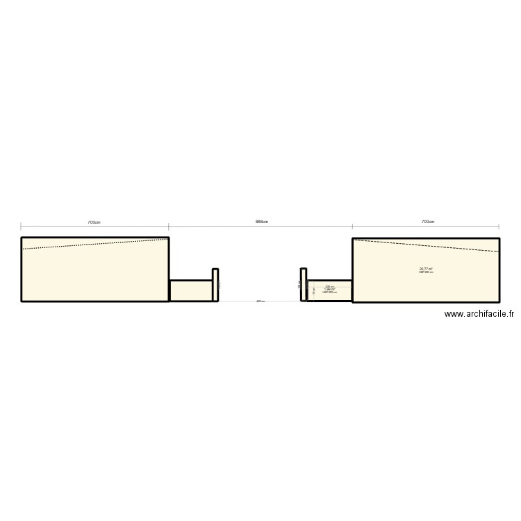 face avant entrée. Plan de 6 pièces et 46 m2