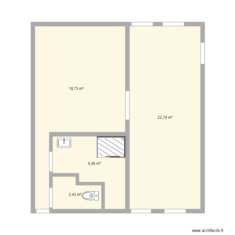 projet reunion. Plan de 4 pièces et 50 m2