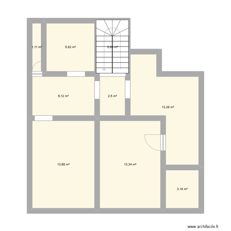 plan étage 2. Plan de 9 pièces et 61 m2