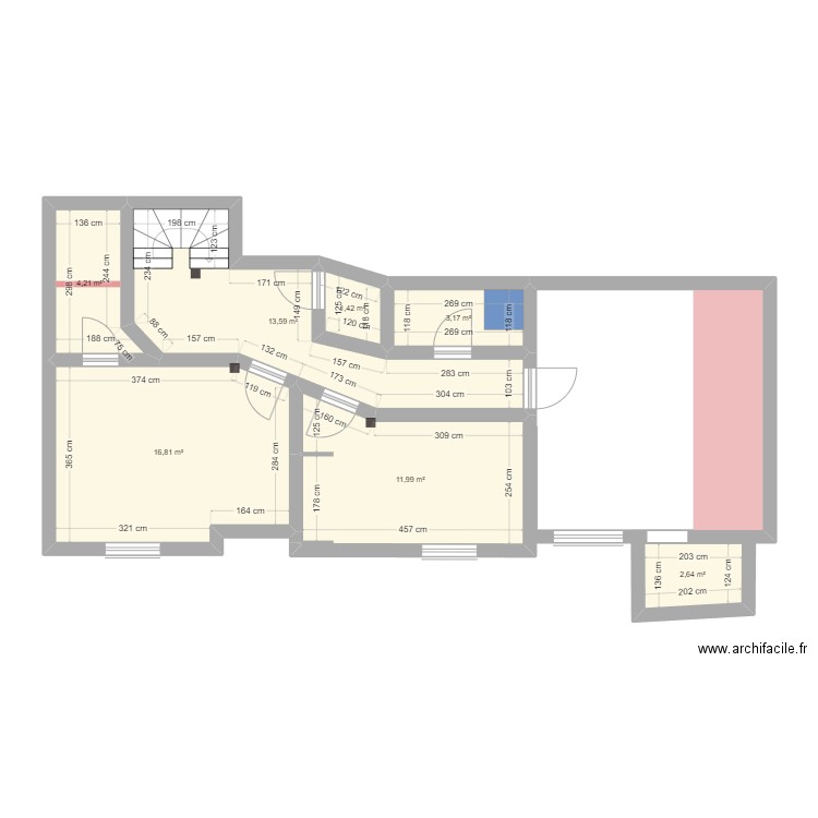 maison etage. Plan de 7 pièces et 54 m2