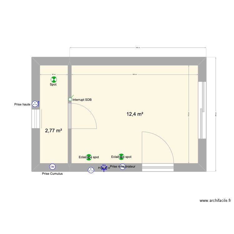 Annexe. Plan de 2 pièces et 15 m2