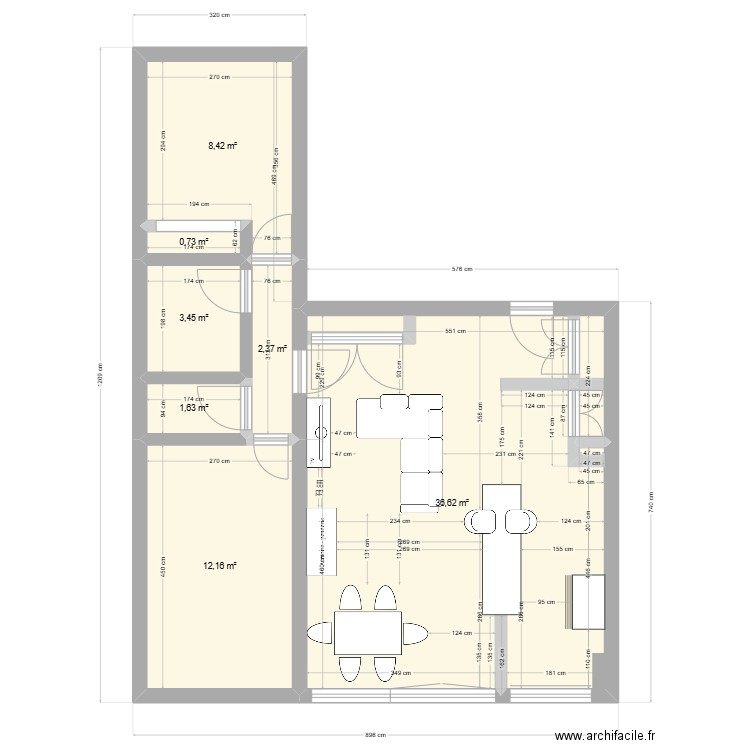 Marceau. Plan de 7 pièces et 65 m2