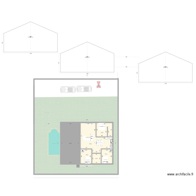 brun n. Plan de 10 pièces et 238 m2