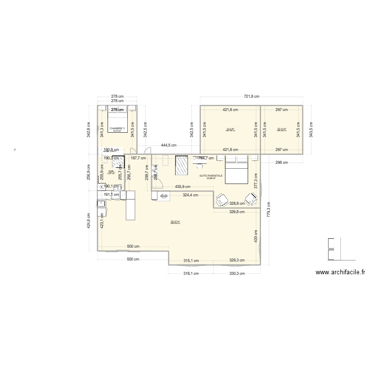 projet v2 extension. Plan de 6 pièces et 118 m2