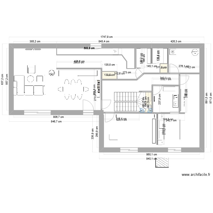 plan 01. Plan de 3 pièces et 3 m2