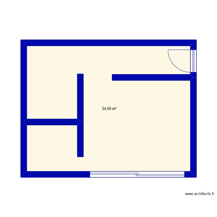 chambre mt febe. Plan de 1 pièce et 35 m2