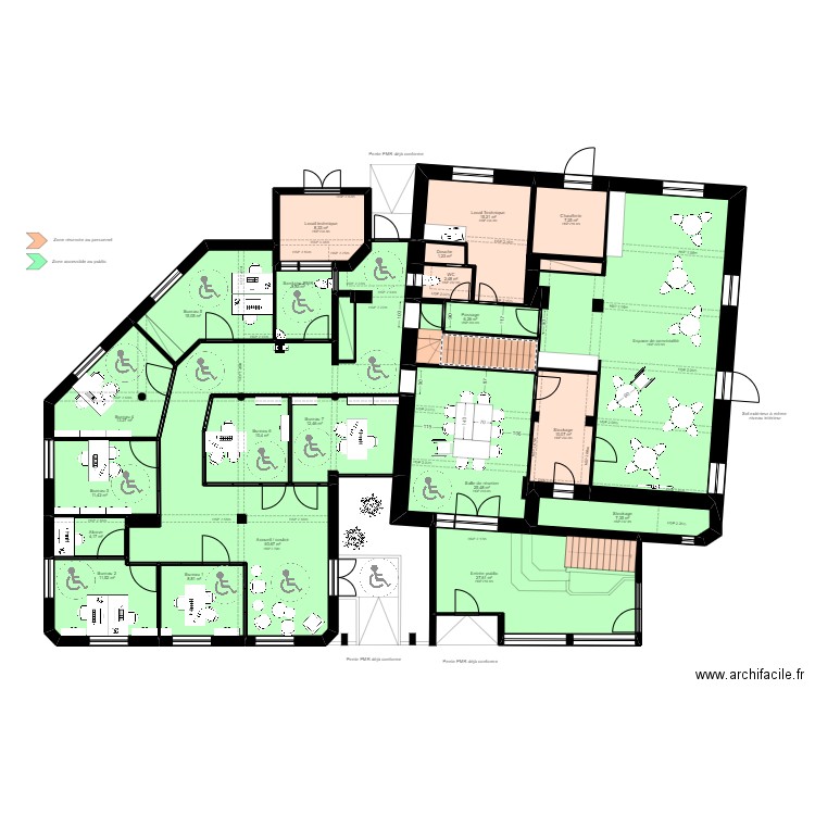 Tarbes 9 RDC - ERP. Plan de 23 pièces et 329 m2