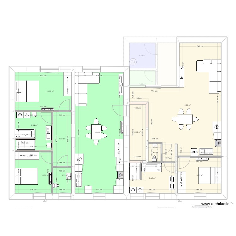 Henriville amenagement test appt 3.7. Plan de 23 pièces et 339 m2