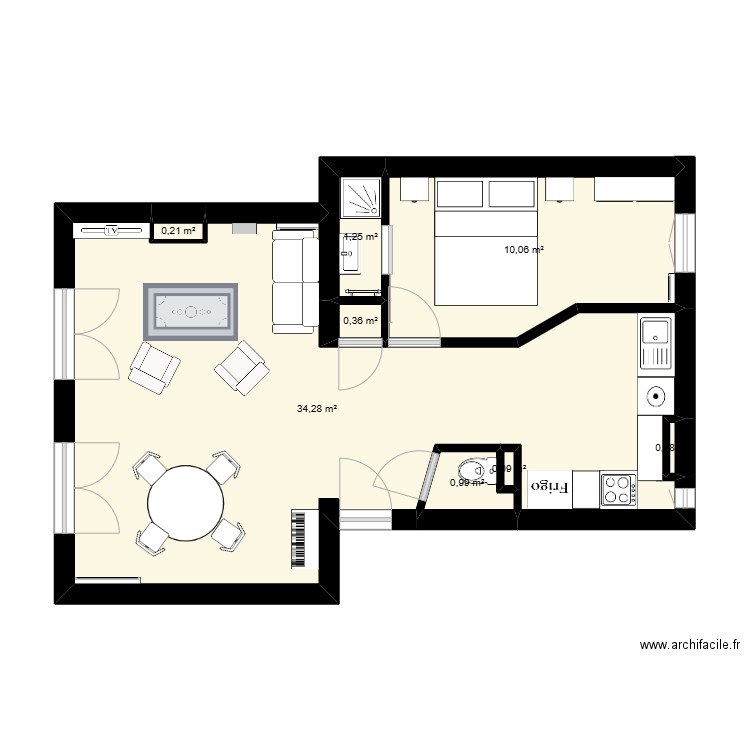 architecte maison. Plan de 8 pièces et 47 m2