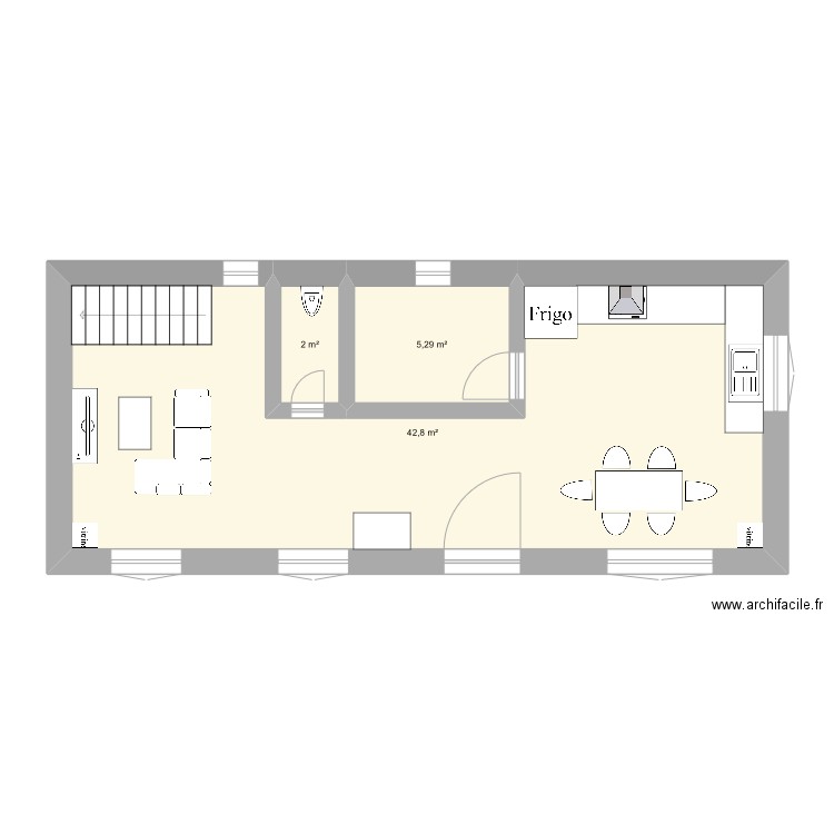 rdc angers. Plan de 3 pièces et 50 m2