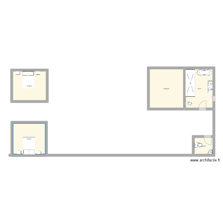 Maison. Plan de 5 pièces et 57 m2