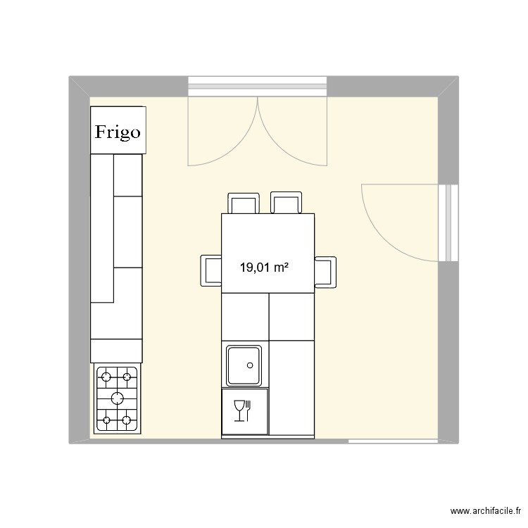 Csuisin2. Plan de 1 pièce et 19 m2