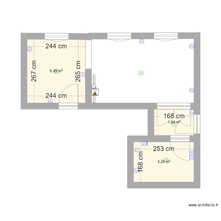 Travail Projet. Plan de 3 pièces et 13 m2