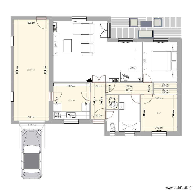 MAISON. Plan de 8 pièces et 52 m2