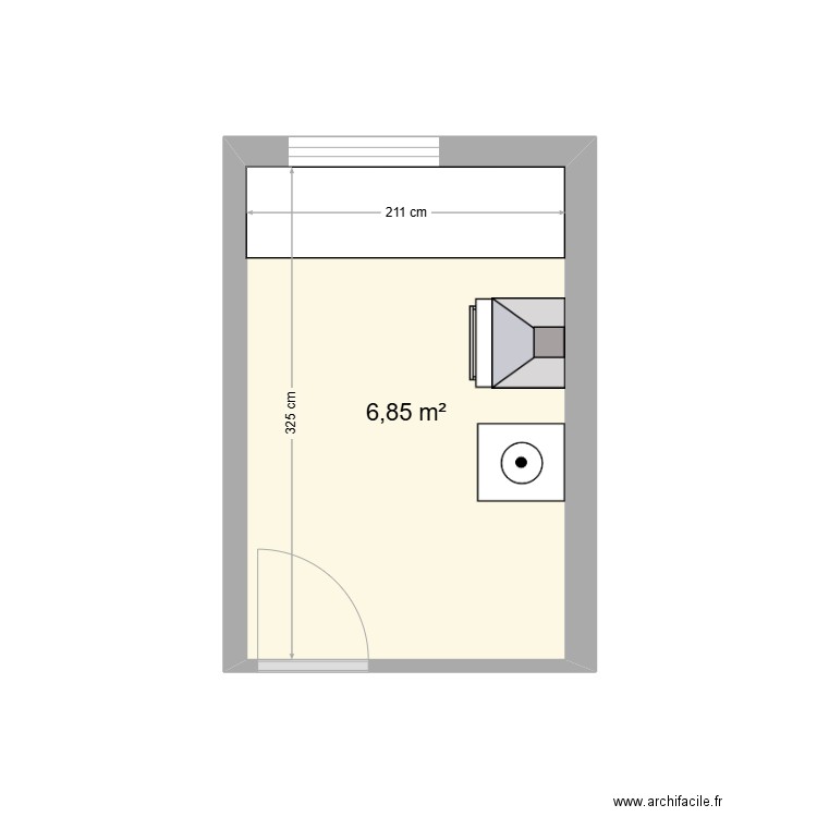 CUISINE. Plan de 1 pièce et 7 m2