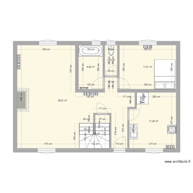 Plan Delincourt (RDC). Plan de 6 pièces et 70 m2