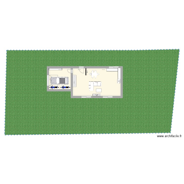 rez de chaussee maison. Plan de 2 pièces et 89 m2