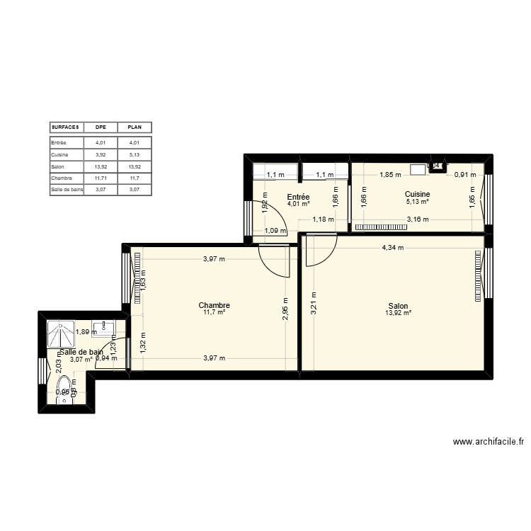 Futur Appart Ines. Plan de 6 pièces et 38 m2