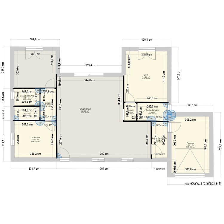 GND. Plan de 10 pièces et 108 m2