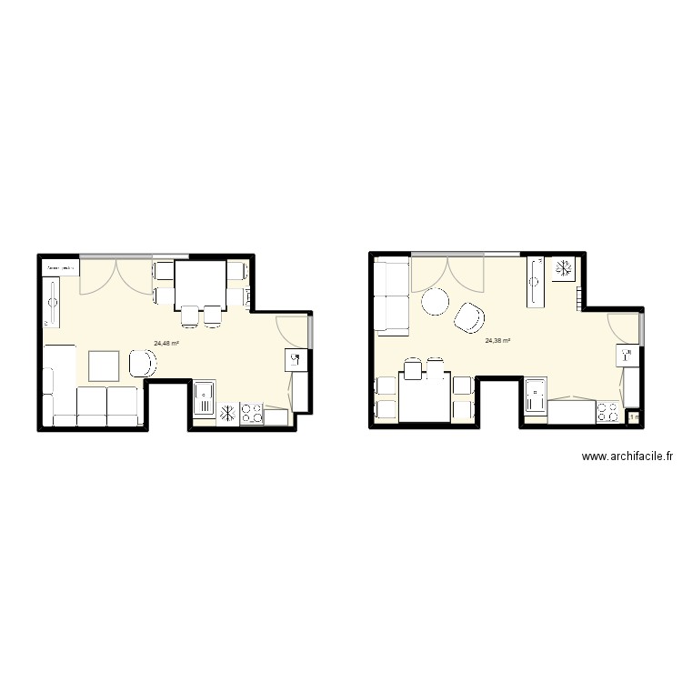 montreil 2. Plan de 3 pièces et 49 m2