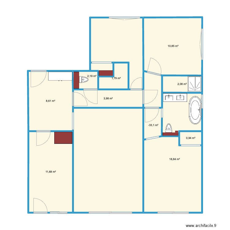 Farandole. Plan de 10 pièces et 63 m2