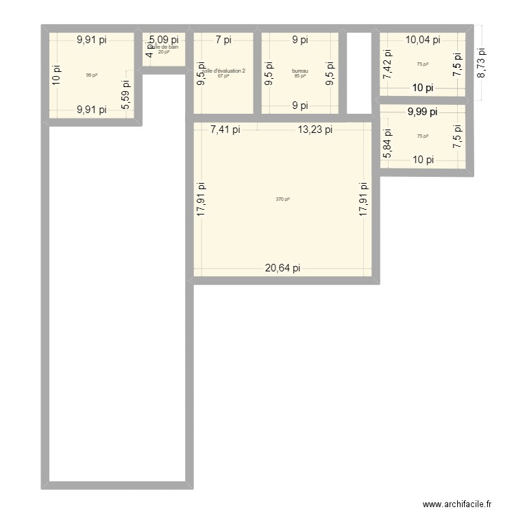 physio. Plan de 7 pièces et 73 m2