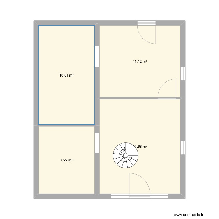 busson sous sol. Plan de 4 pièces et 43 m2