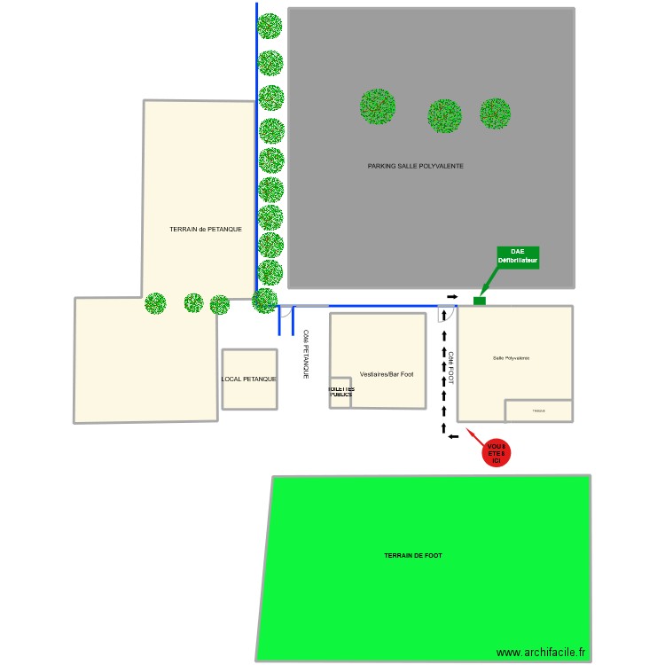 plan DAE foot. Plan de 8 pièces et 3318 m2