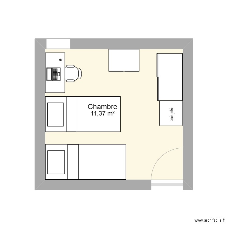 Chambre agathe axèle. Plan de 1 pièce et 11 m2