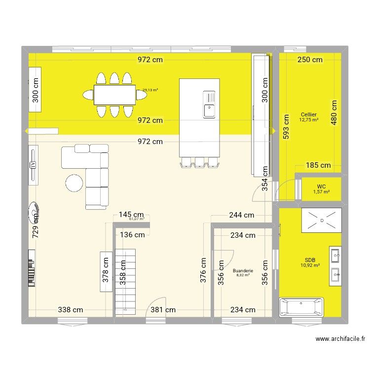 maison. Plan de 6 pièces et 124 m2