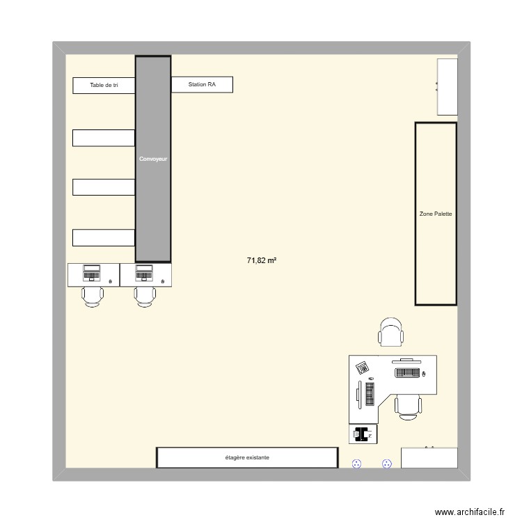 Rework ASRS. Plan de 1 pièce et 72 m2