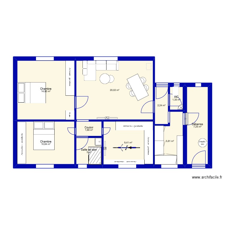 maison pau. Plan de 10 pièces et 76 m2