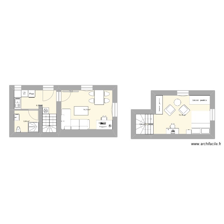 SQUARE GRETRY. Plan de 5 pièces et 44 m2