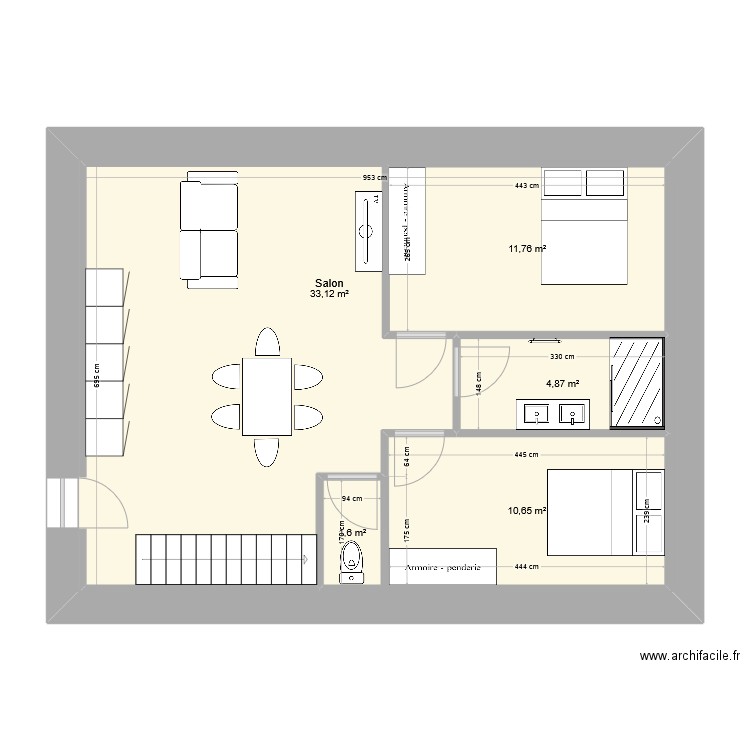 TISSOT. Plan de 5 pièces et 95 m2