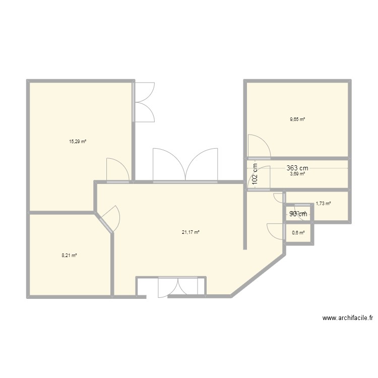 ramzi. Plan de 8 pièces et 61 m2